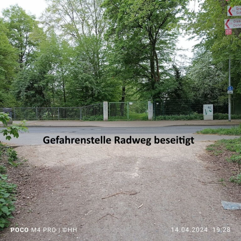 Gefahrenstelle Radweg beseitigt